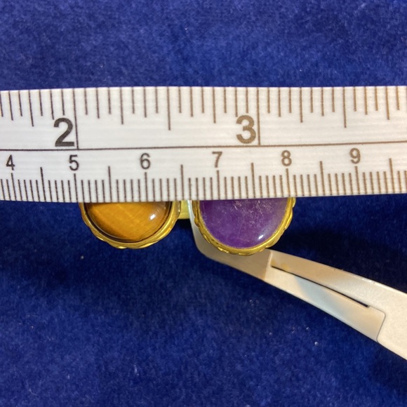 May Kathryn Design Unique 2 Stone Gold Tone Ring. Size 8. 2 Natural Gemstones. - Picture 16 of 17